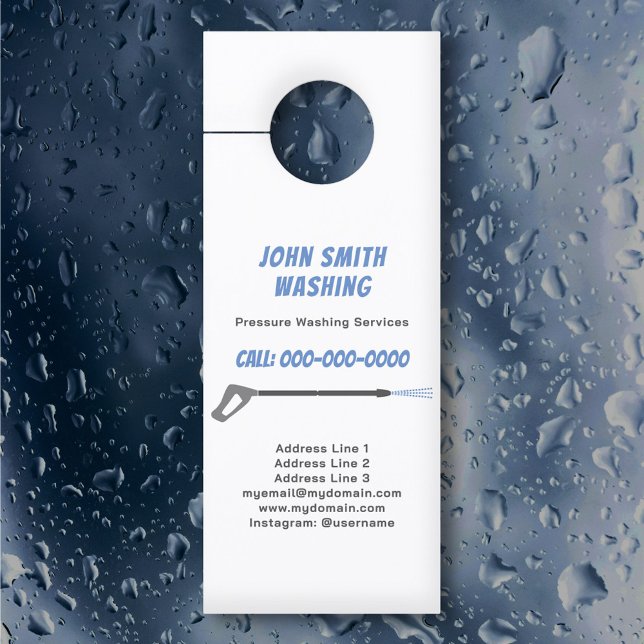 Aviso De Porta Limpeza de pressão e lavagem de energia (Pressure Washing & Power Wash Cleaning Door Hanger)