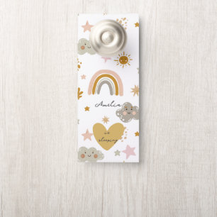 Aviso De Porta Little Girls Boho Rainbow Weather