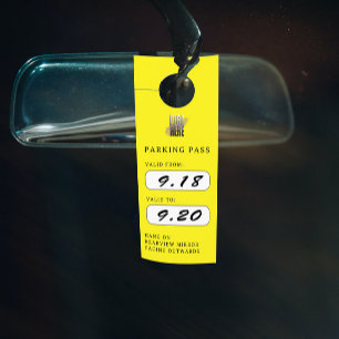 Aviso De Porta Logotipo da empresa Parking Pass Hang on Mirror (P