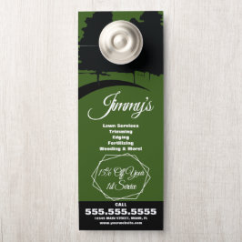 Aviso De Porta Logotipo de árvore de negócios de serviços de gram