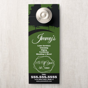 Aviso De Porta Logotipo de árvore de negócios de serviços de gram