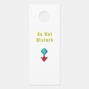 Aviso De Porta Logotipo de Flor Não Perturbe Branco