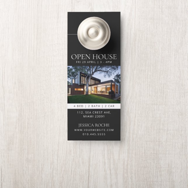 Aviso De Porta Luxury Real Estate Door Hanger | Open House (Na maçaneta)