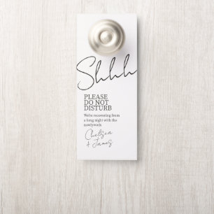Aviso De Porta Marfim Casamento Minimalista Chic Script