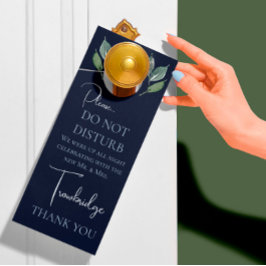 Aviso De Porta Marinho Clássico e Noite de Casamento Greenery