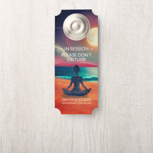 Aviso De Porta Meditação pacífica de ioga em lua, Sky Ocean Beach