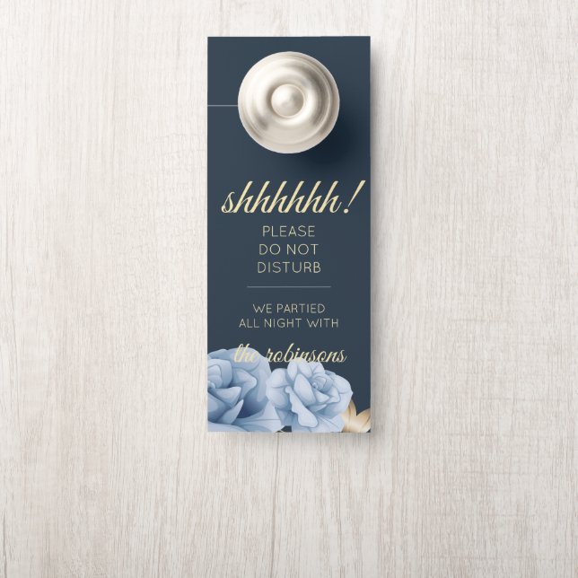 Aviso De Porta Meia-noite azul de boas-vindas/não incomodar o tra (Na maçaneta)