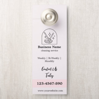 Aviso De Porta Mínimo - Limpeza da casa Logotipo Rosa