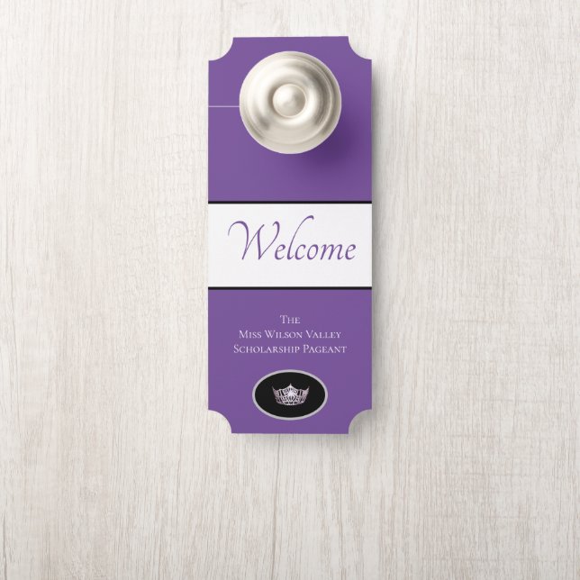 Aviso De Porta Miss América Crown Door Hanger Nome Personalizado (Na maçaneta)