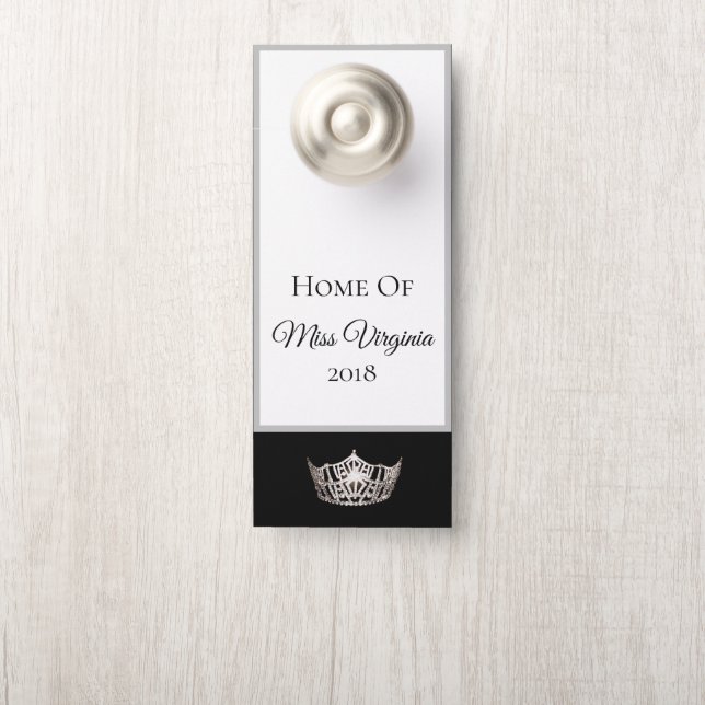 Aviso De Porta Miss América estilo Pageant SLVR Crown Door Hanger (Na maçaneta)