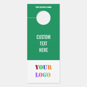 Aviso De Porta Modelo de suporte de porta com logotipo e texto pe