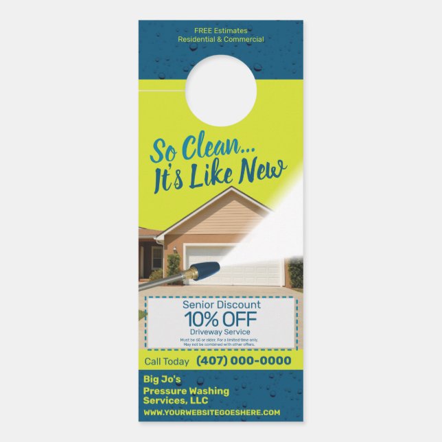 Aviso De Porta Modelo personalizável de lavagem de energia por pr (Frente)