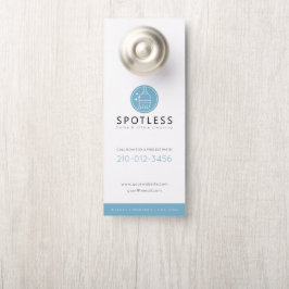 Aviso De Porta Modern Broom Logo Blue Cleaning Service