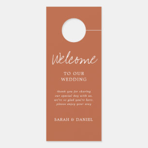 Aviso De Porta Modern Burnt Orange Weding Welcome Door Hanger