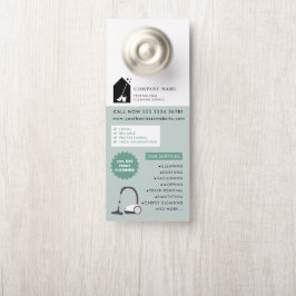 Aviso De Porta Modern Cleaning Cleaner Service Logo Green QR Code