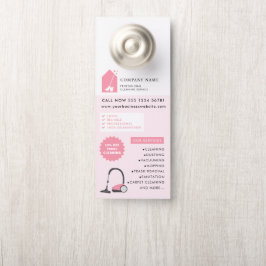 Aviso De Porta Modern Cleaning Cleaner Service Logo Pink QR Code