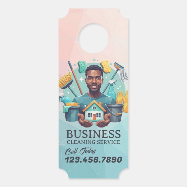 Aviso De Porta Modern House Cleaning Maid Service Housekeeping (Frente)