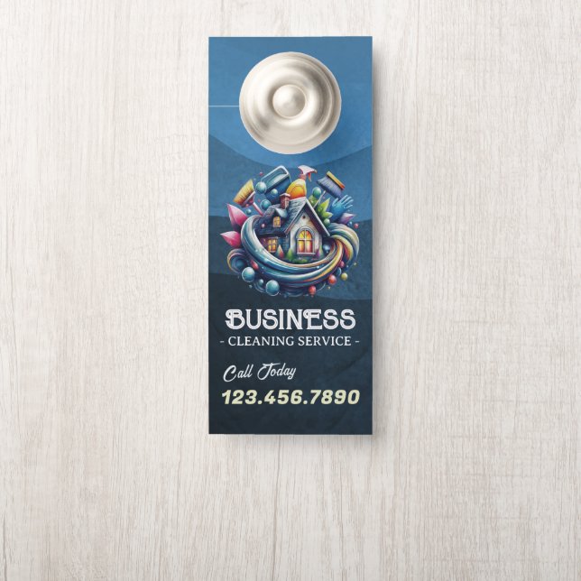 Aviso De Porta Modern House Cleaning Maid Service Housekeeping (Na maçaneta)