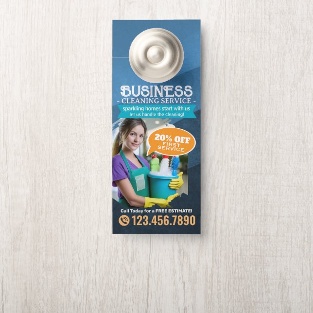 Aviso De Porta Modern House Cleaning Maid Service Housekeeping Do (Na maçaneta)