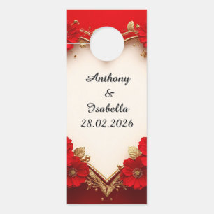 Aviso De Porta Moldura Floral Vermelha em Forma de Coração com Br