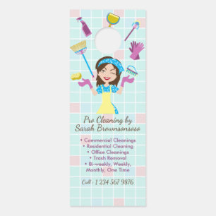 Aviso De Porta Mulher Cartoon Pro Limpeza Casa Empregada Dona