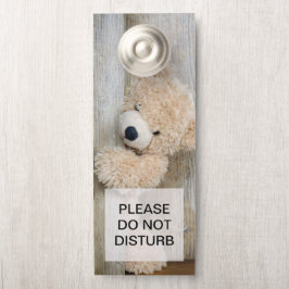 Aviso De Porta Não Incomodar Foto do Urso Enchido Cute