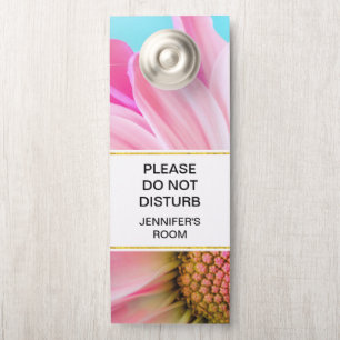 Aviso De Porta Não Incomodar Foto Linda Flor Rosa