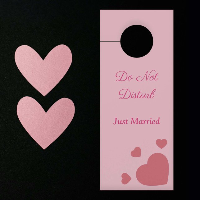 Aviso De Porta Não Incomodar - Recem casados com Corações (Do Not Disturb - Just Married with Hearts Door Hanger)