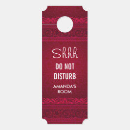 Aviso De Porta Não perturbe o Na moda de Fundo Vermelho Elegante