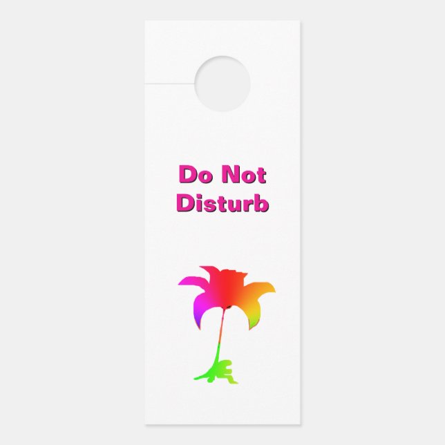 Aviso De Porta Não Perturbe / Por Favor Bater Floral Branco (Frente)