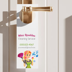Aviso De Porta Negócios De Serviços De Limpeza De Casa De Cart