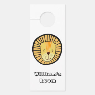 Aviso De Porta Nome personalizado da Sala de Crianças de Leão Cor