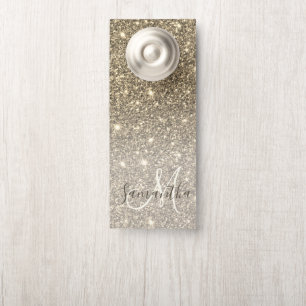 Aviso De Porta Nome Personalizado do Glitter Glitter Dourado Mode