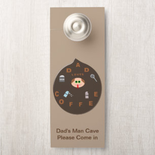 Aviso De Porta O monstro engraçado do pai ama o costume do café