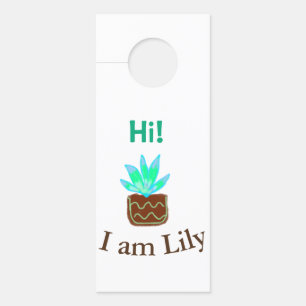 Aviso De Porta Olá, sou Lily Cacto Suculto, adicione nome aquarel