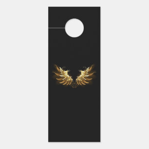 Aviso De Porta Ouro Angel Wings sobre fundo preto