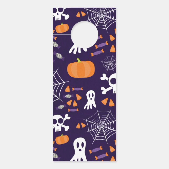 Aviso De Porta Padrão Divertido de Halloween (Frente)