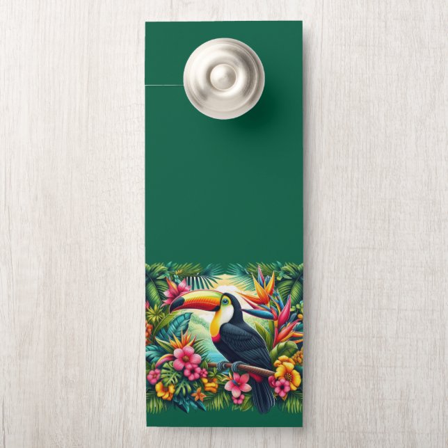 Aviso De Porta Pássaro Tropical/Jungle Toucan (Na maçaneta)
