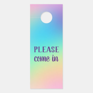 Aviso De Porta Pastel Rainbow