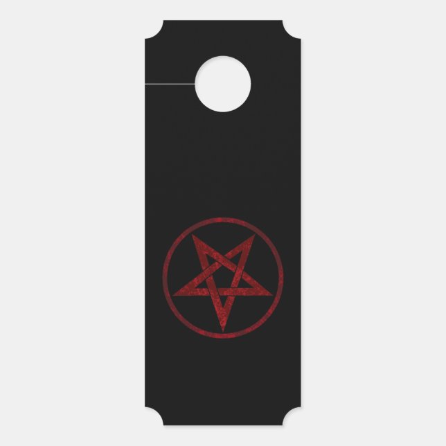 Aviso De Porta Pentagrama do diabo vermelho (Frente)