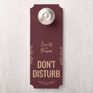 Aviso De Porta Pingente de Porta Marrom e Dourado Elegante Sereni