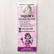 Pink Janitorial Lady House Cleaning Service