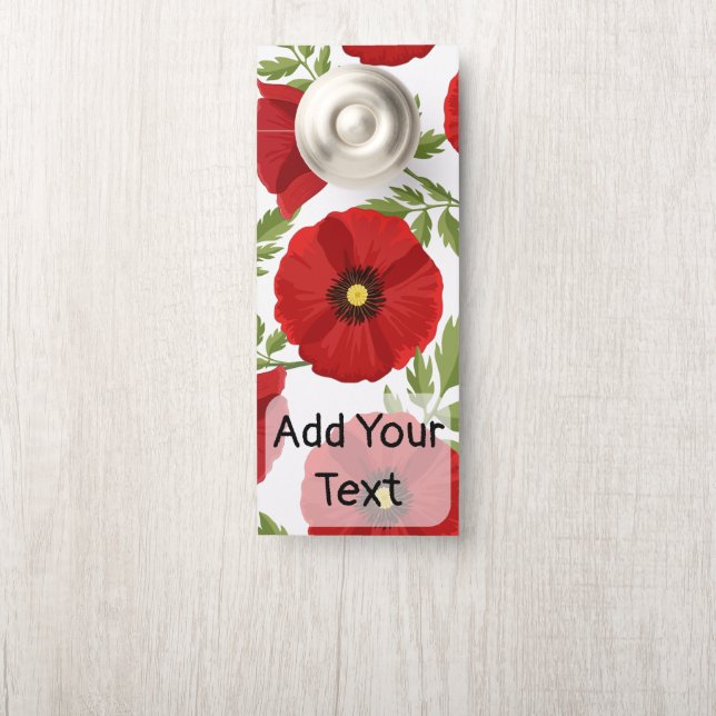 Aviso De Porta Poppy alegre Flores de Verão (Na maçaneta)