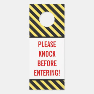 Aviso De Porta "POR FAVOR, BATER ANTES DE ENTRAR!" + Stripes