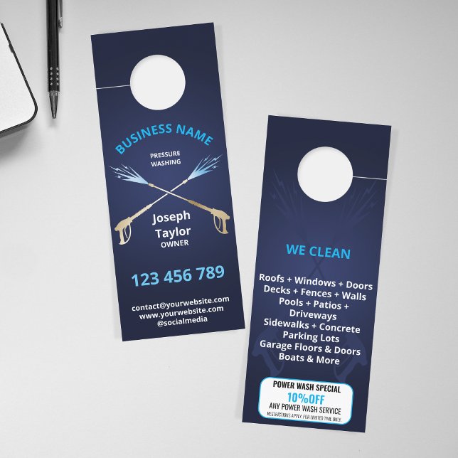 Aviso De Porta Potência de lavagem da pressão masculina profissio (Criador carregado)