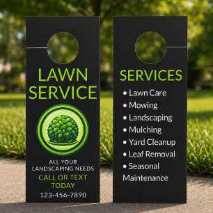 Aviso De Porta Profissional de Manutenção de Jardim Preto e Verde