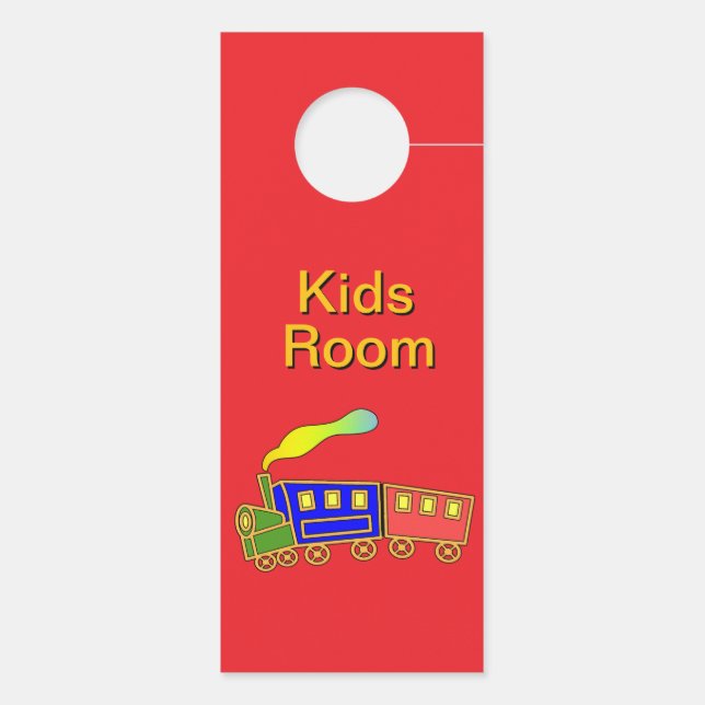 Aviso De Porta Red Blue Choo Choo Kids Room (Verso)