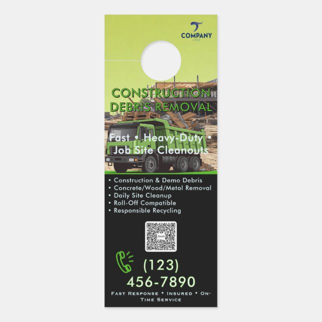 Aviso De Porta Remoção de Entulho de Construção - Porta Pendurada (Frente)