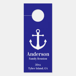 Aviso De Porta Reunião da Família de Âncoras Azul e Branco do Mar