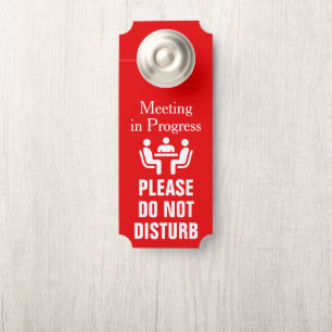 Aviso De Porta Reunião Profissional de Negócios em Andamento